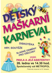 V neděli 26. ledna zveme do Metropolu na maškarní bál malé a nejmenší!!!